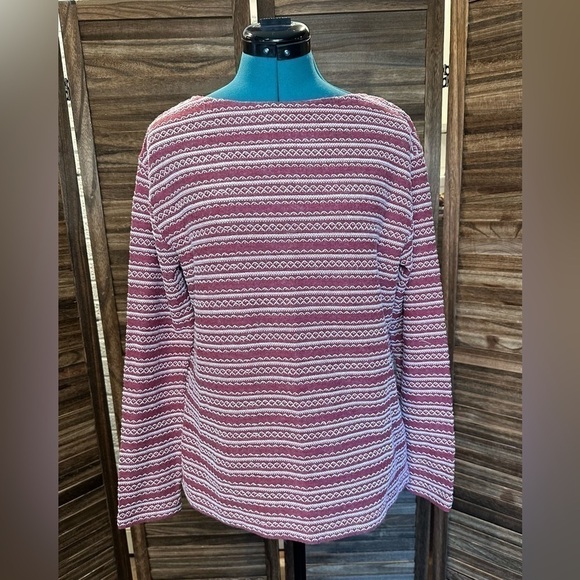 J. Jill Sweaters - J. Jill Long Sleeve Boat Neck Red and White Embroidered Sweater